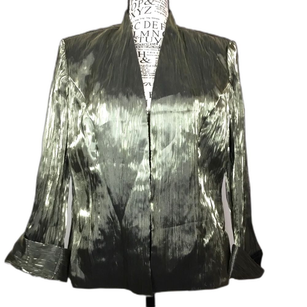 Super shiny gold jacket blazer Dress Barn Collection party glam showbiz 12/L